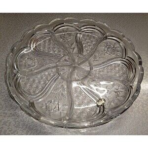 New Vintage Crystal Clear Studios Rose Garden Sectioned Platter - Japan